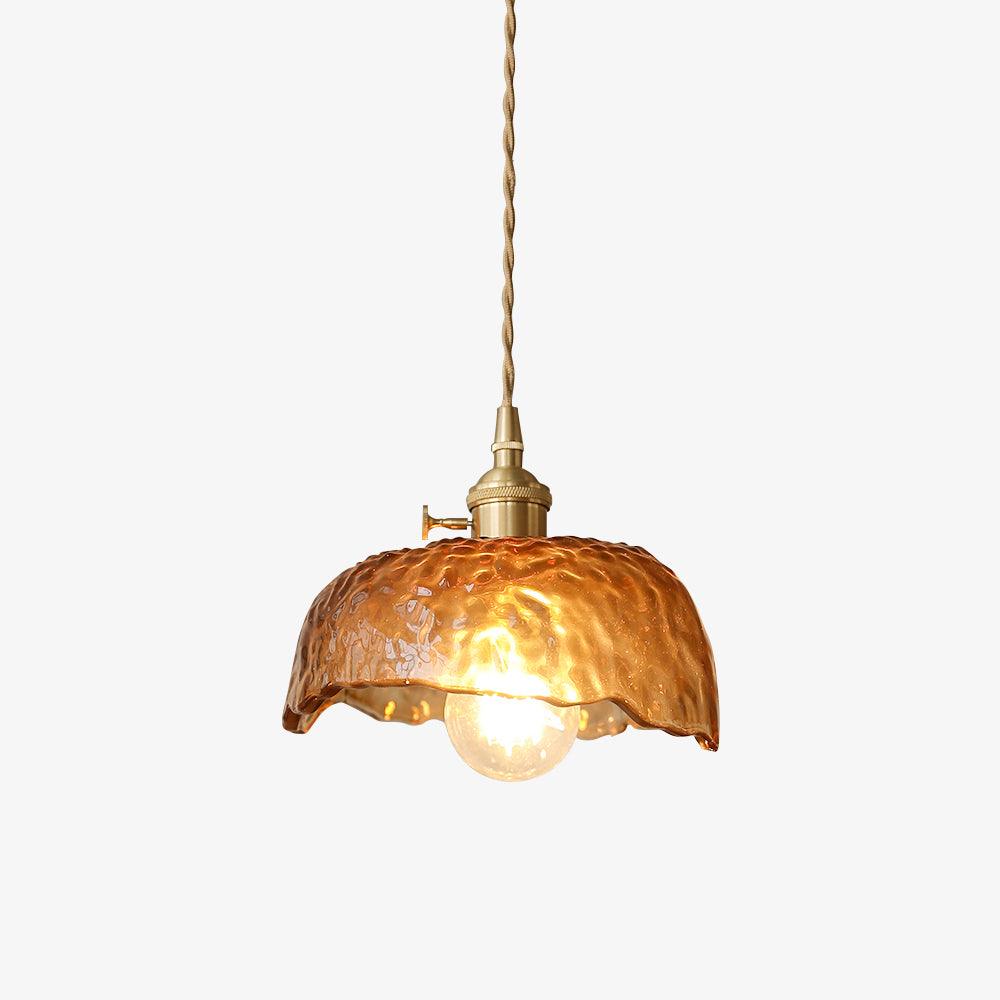 Elowen Vintage Brown Glass Pendant Light With Gold Finish