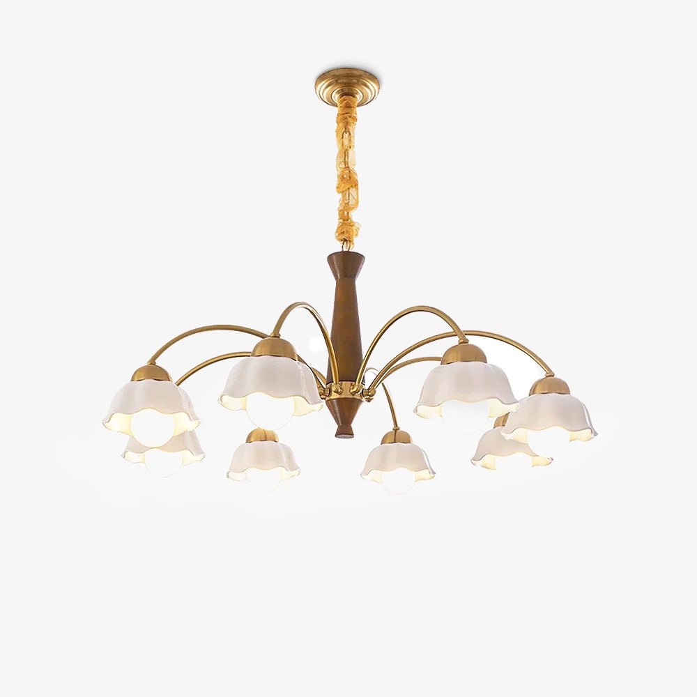 Swedish Modern Gold Multi-Arm Chandelier