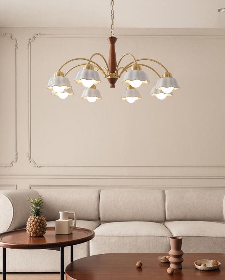 Swedish Modern Gold Multi-Arm Chandelier