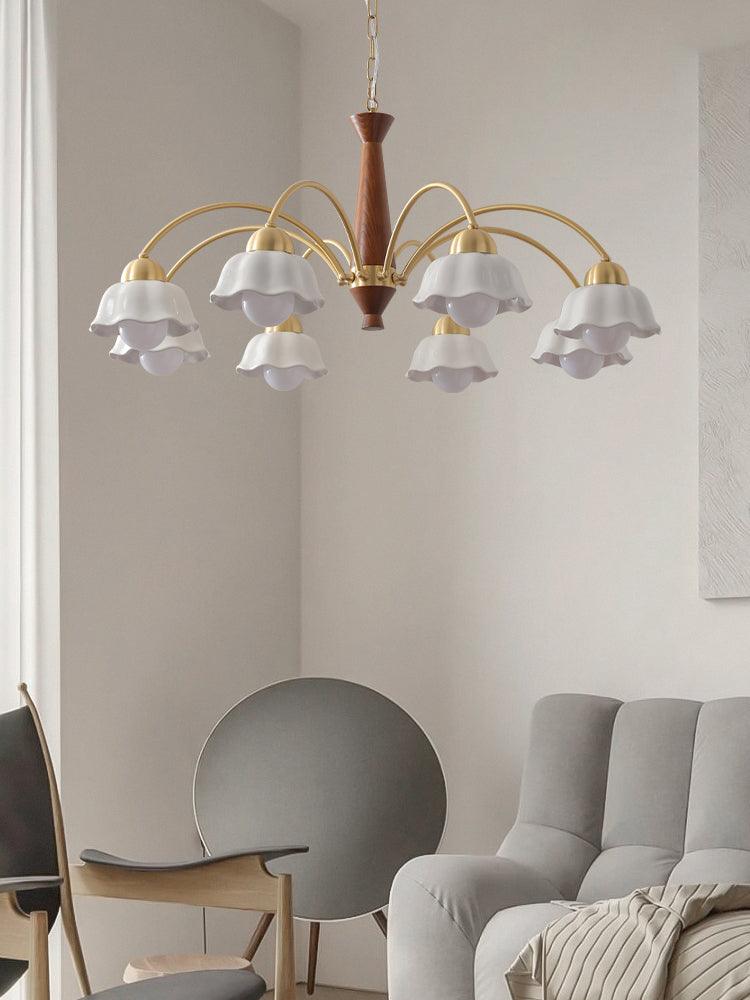Swedish Modern Gold Multi-Arm Chandelier