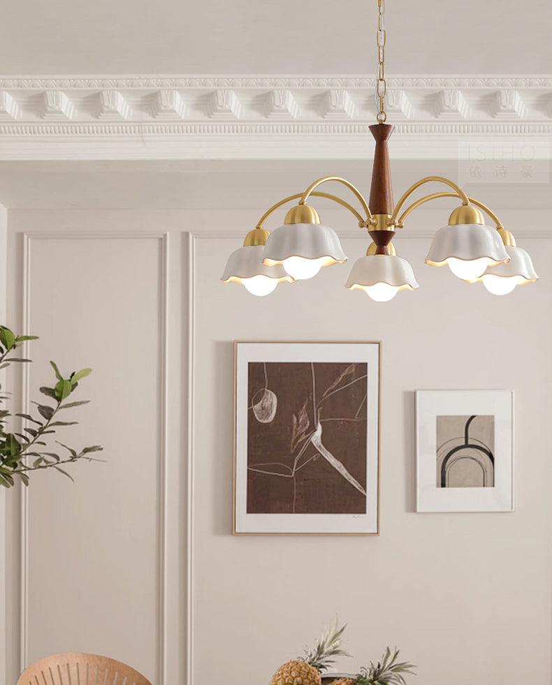 Swedish Modern Gold Multi-Arm Chandelier