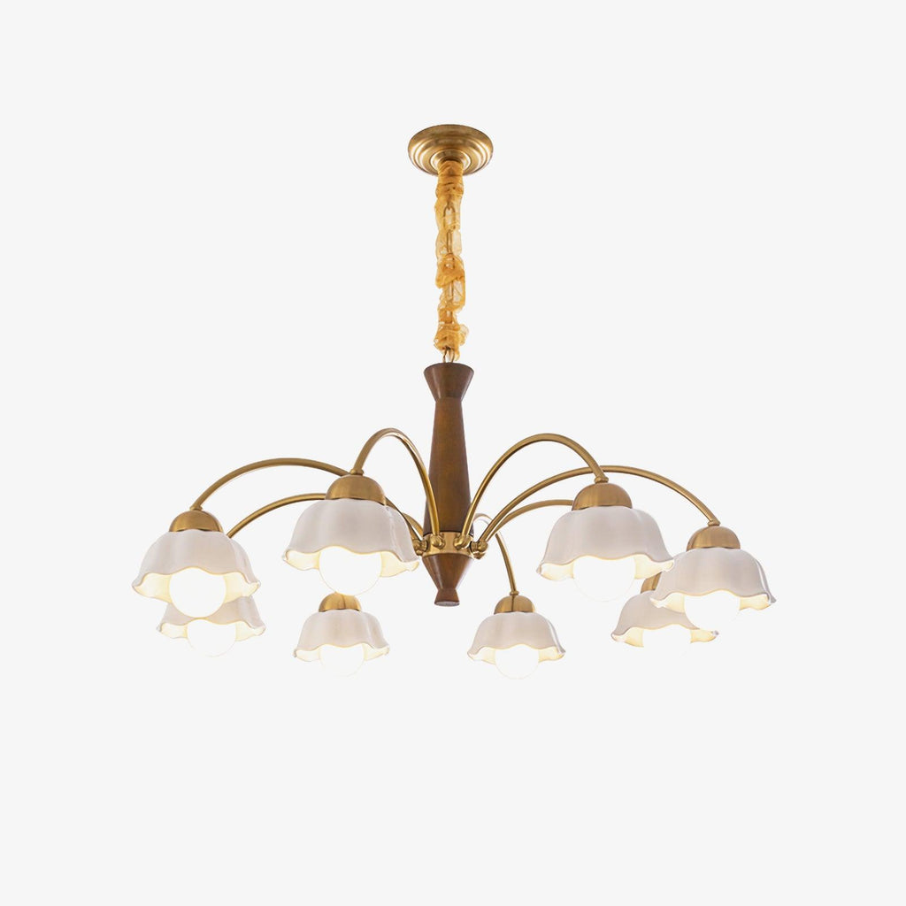 Swedish Modern Gold Multi-Arm Chandelier
