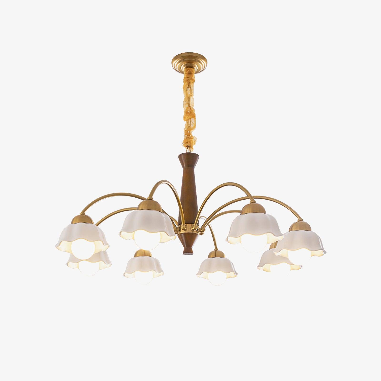 Swedish Modern Gold Multi-Arm Chandelier