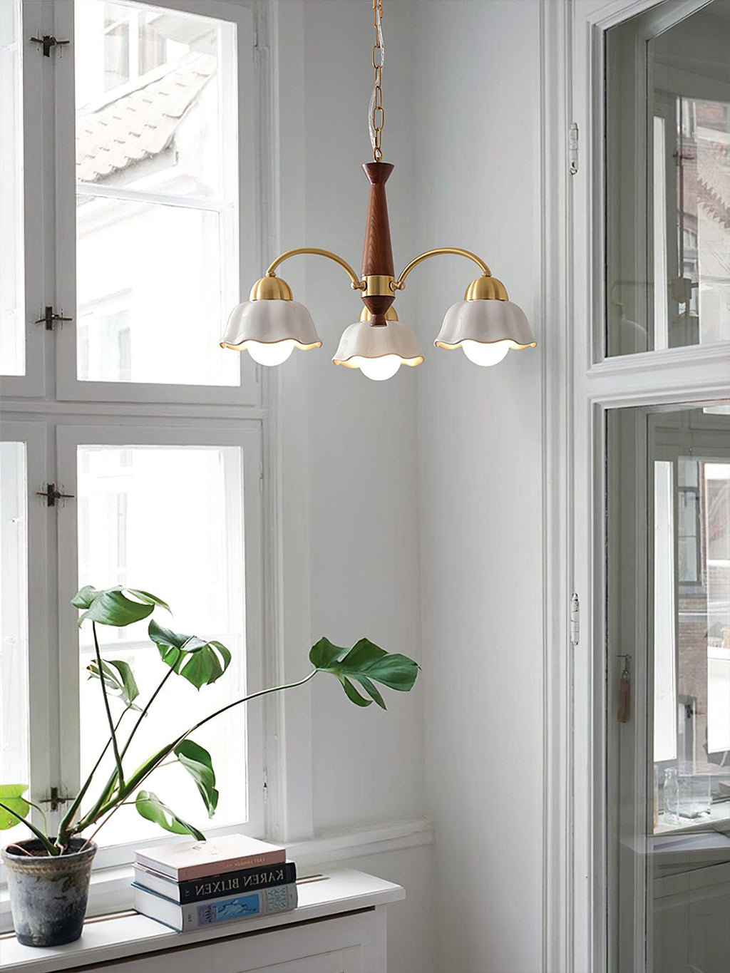 Swedish Modern Gold Multi-Arm Chandelier