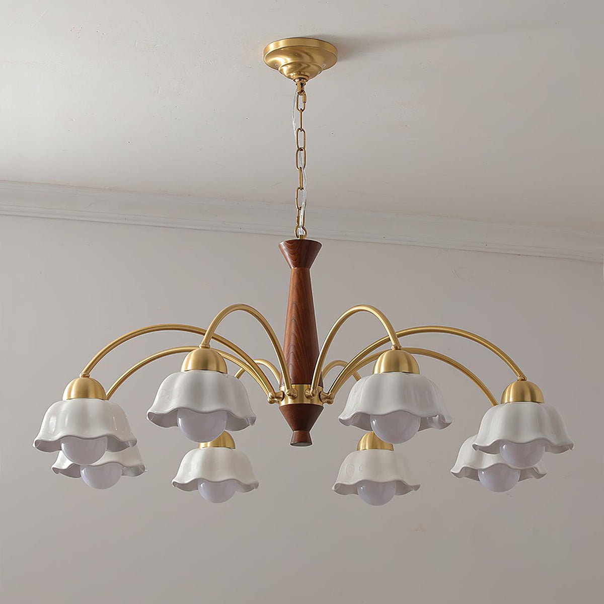 Swedish Modern Gold Multi-Arm Chandelier