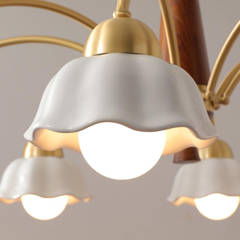Swedish Modern Gold Multi-Arm Chandelier