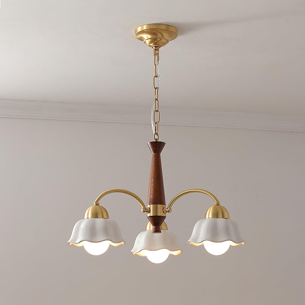 Swedish Modern Gold Multi-Arm Chandelier