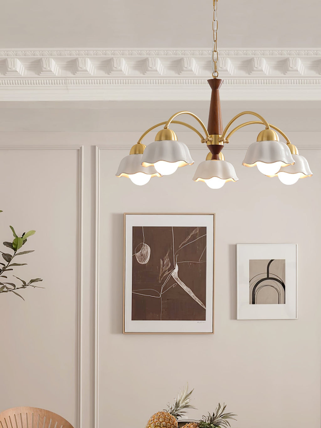 Swedish Modern Gold Multi-Arm Chandelier