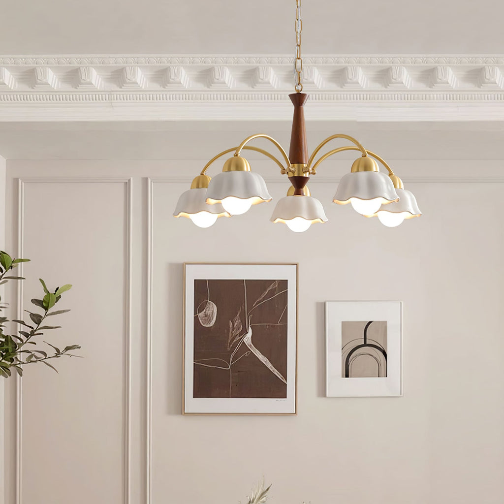 Swedish Modern Gold Multi-Arm Chandelier