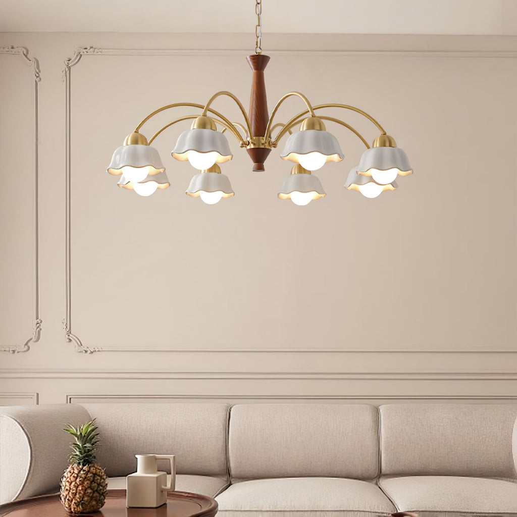 Swedish Modern Gold Multi-Arm Chandelier