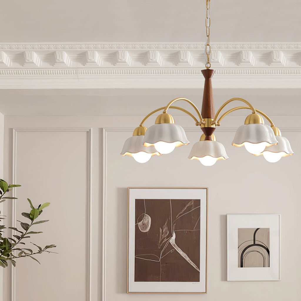 Swedish Modern Gold Multi-Arm Chandelier