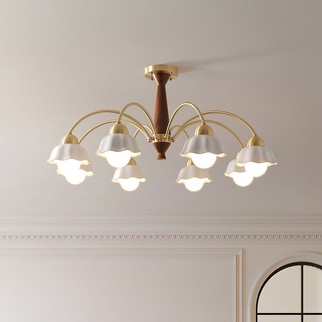 Swedish Modern Gold Multi-Arm Chandelier