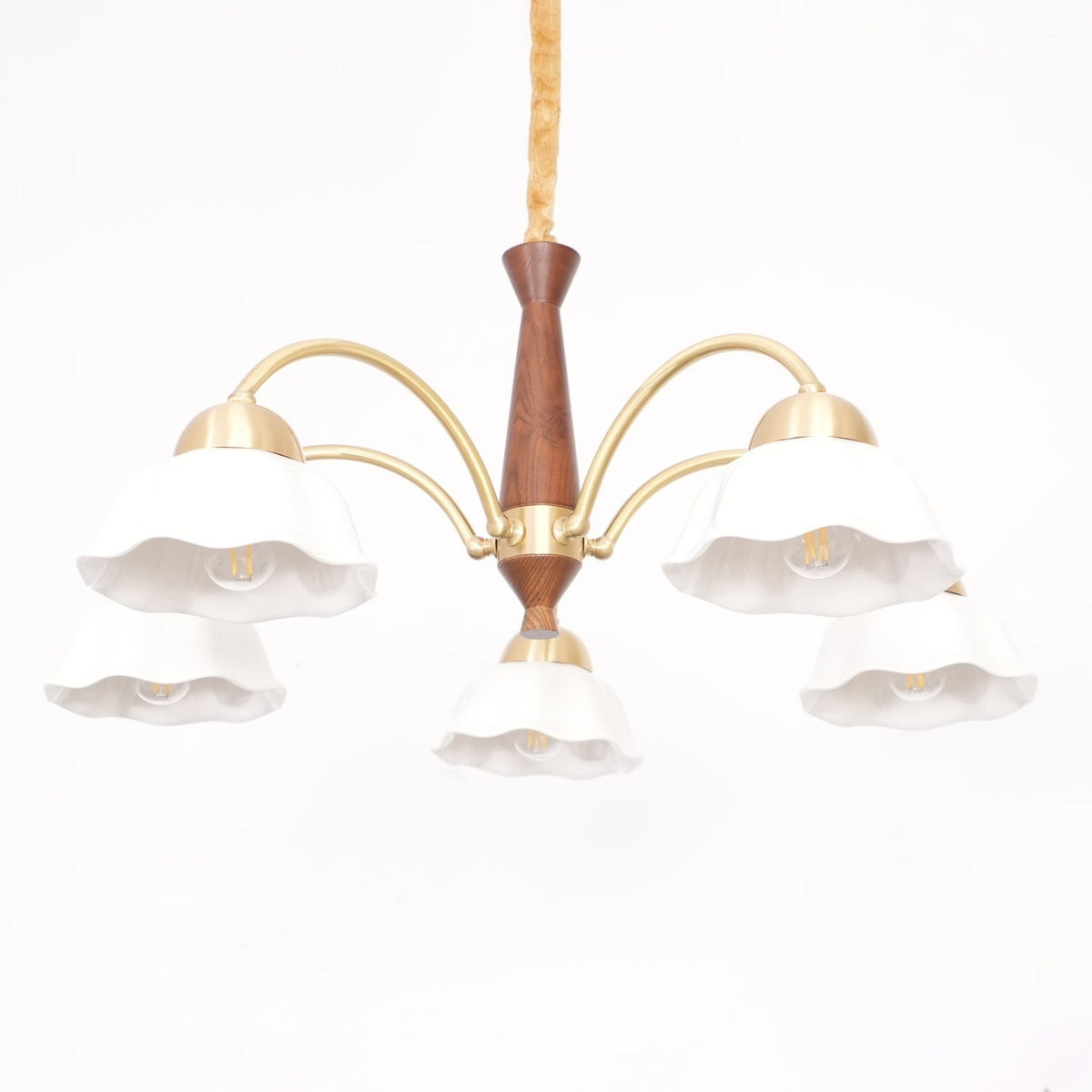 Swedish Modern Gold Multi-Arm Chandelier