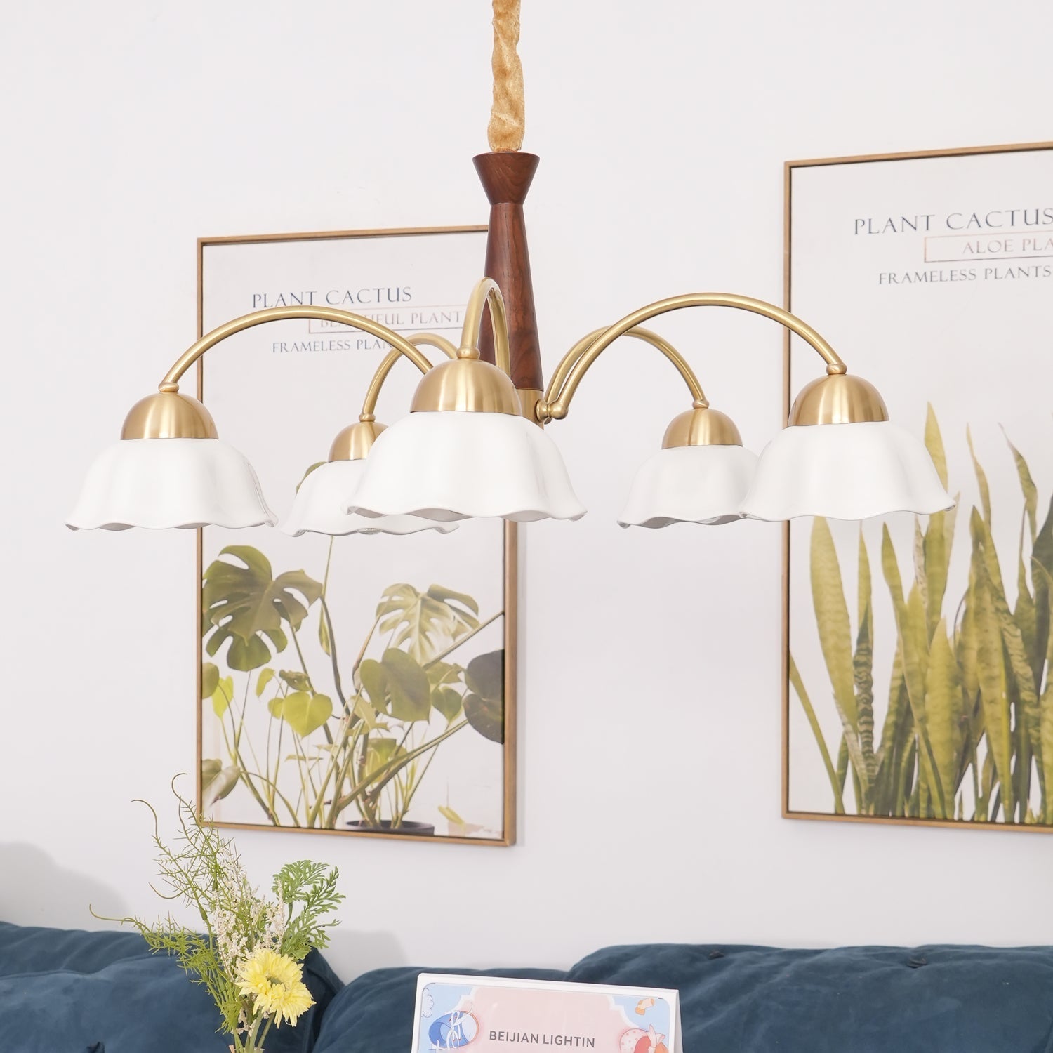 Swedish Modern Gold Multi-Arm Chandelier