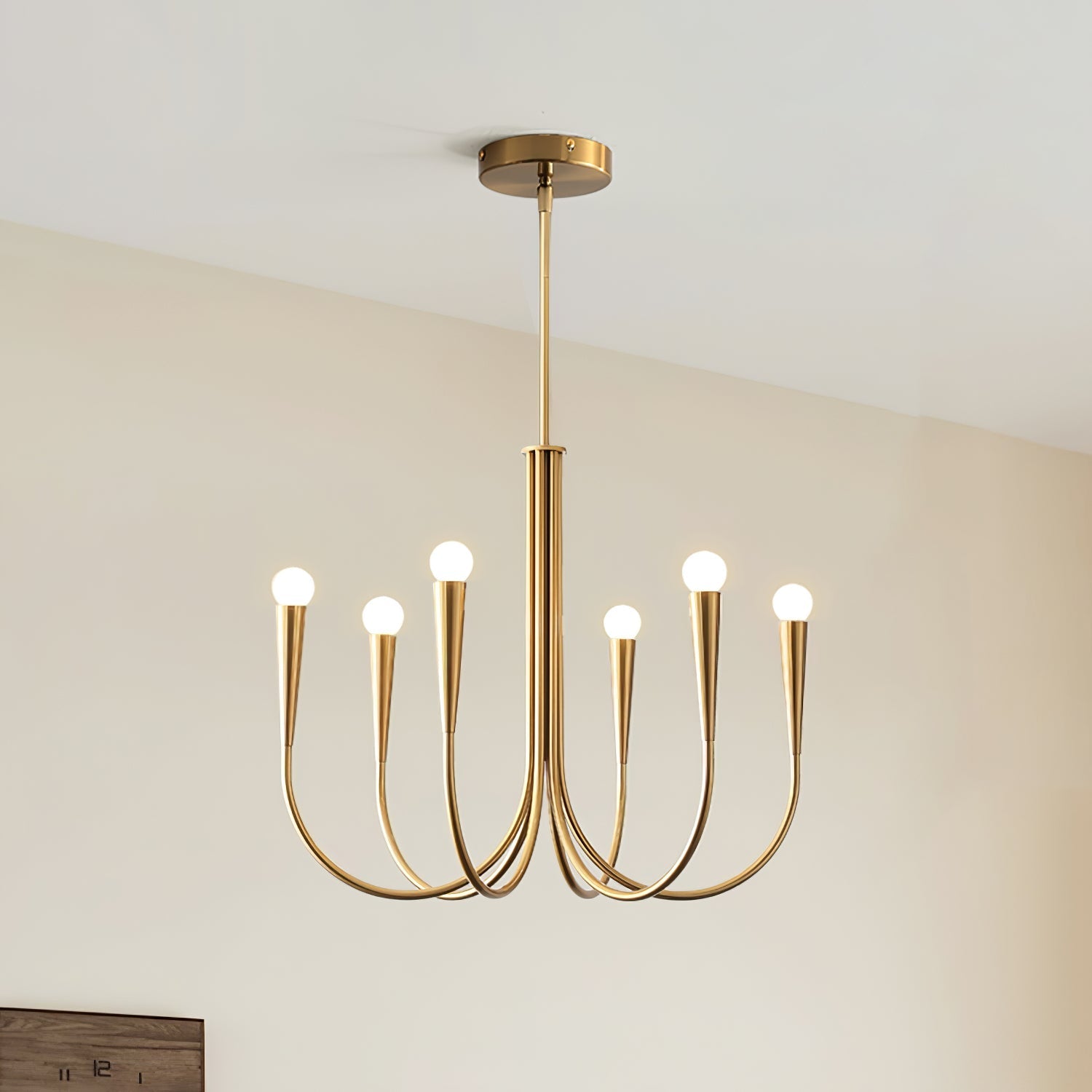 Contemporary Curve Swoop Arm Chandelier
