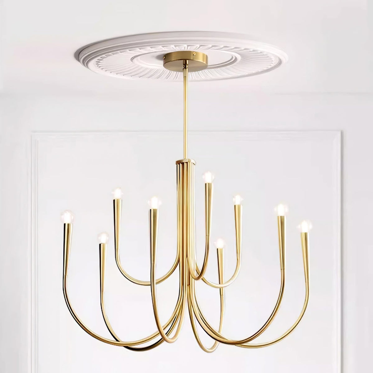 Contemporary Curve Swoop Arm Chandelier