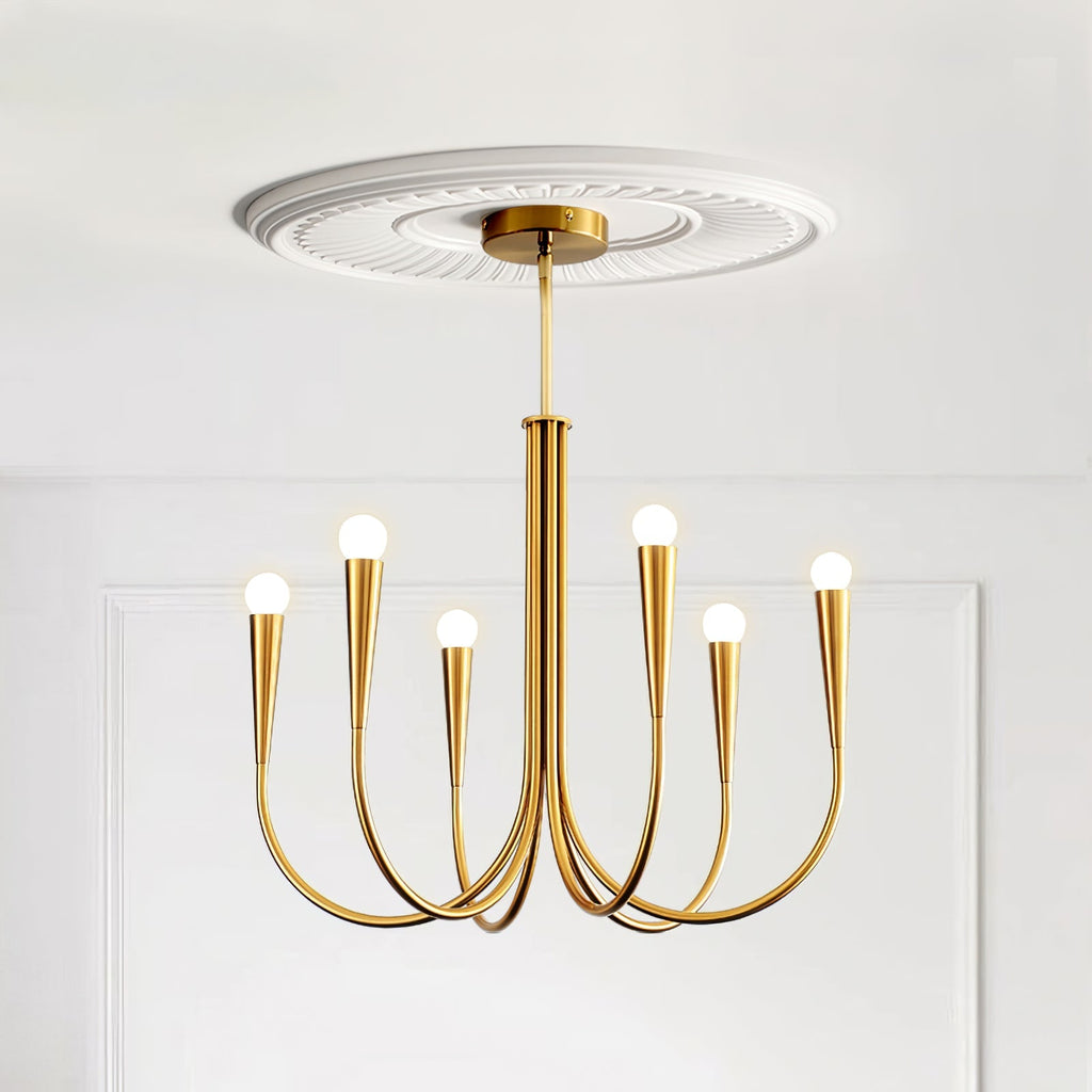 Contemporary Curve Swoop Arm Chandelier