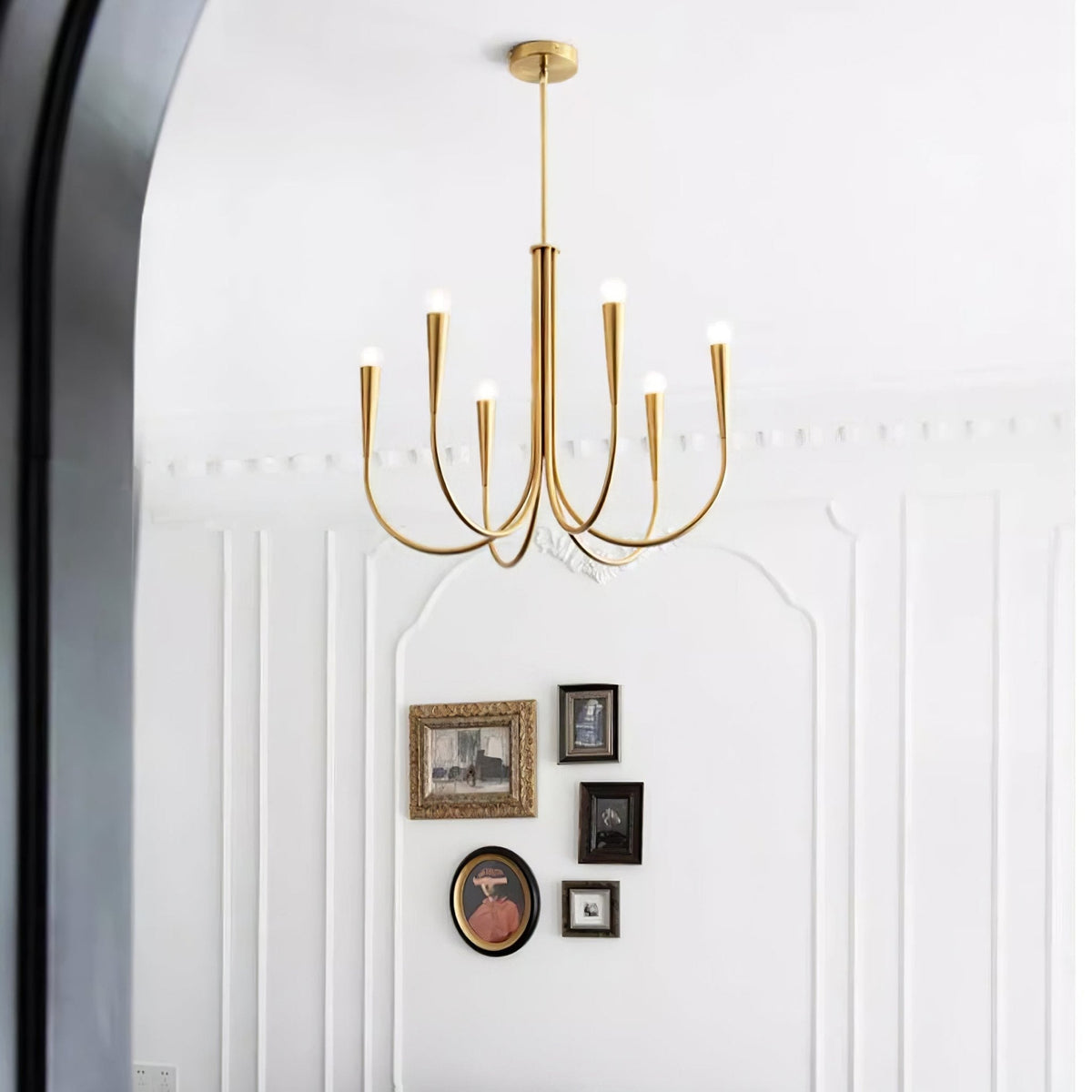 Contemporary Curve Swoop Arm Chandelier