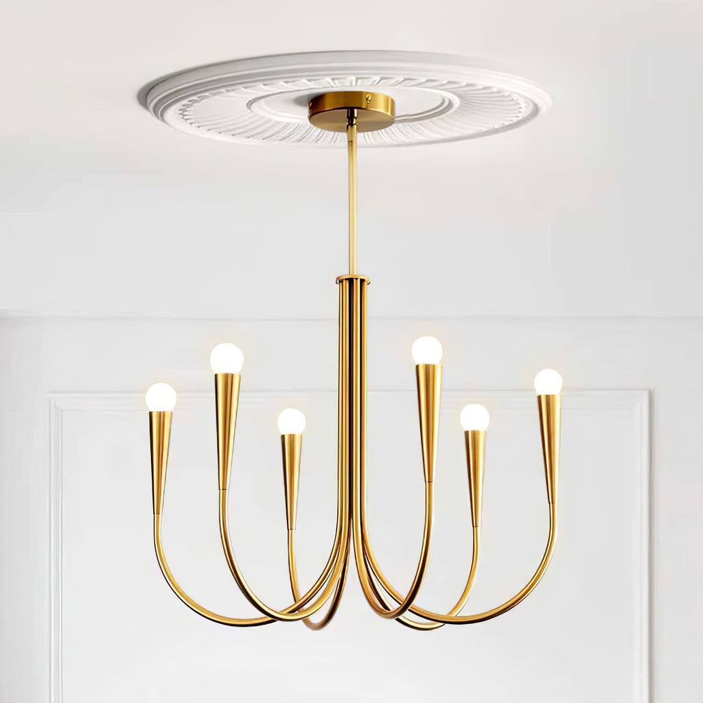 Contemporary Curve Swoop Arm Chandelier