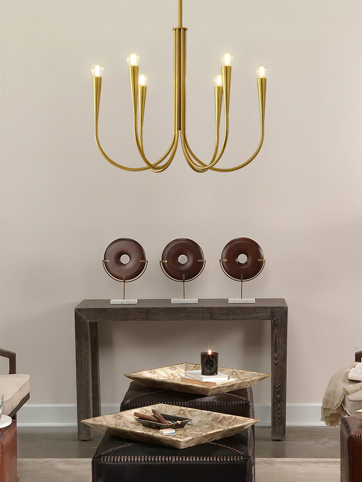 Contemporary Curve Swoop Arm Chandelier
