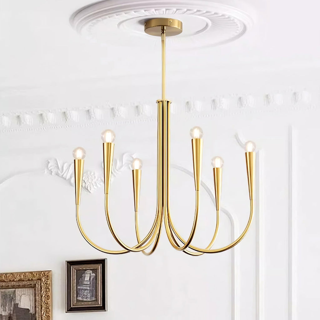 Contemporary Curve Swoop Arm Chandelier