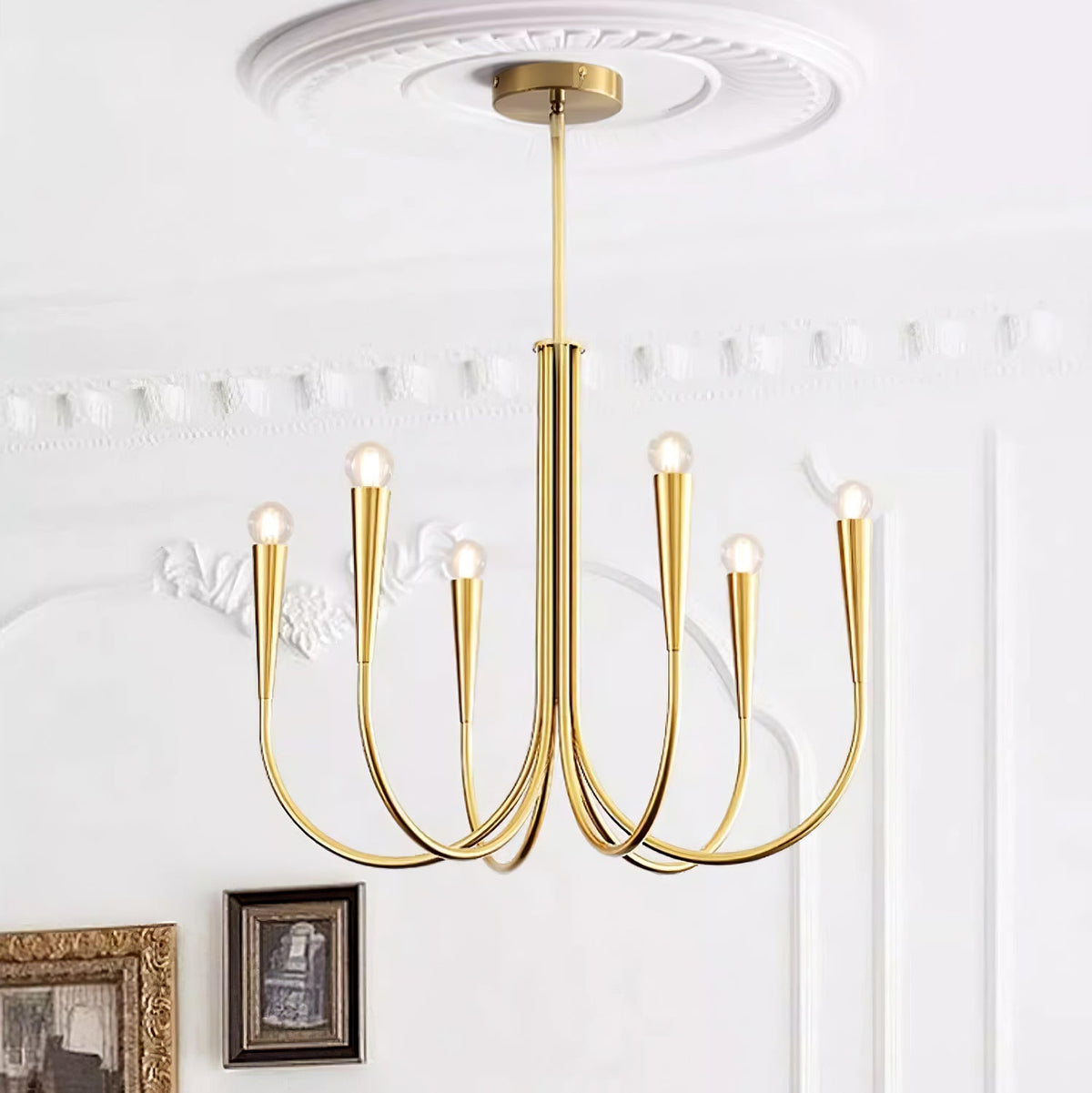 Contemporary Curve Swoop Arm Chandelier