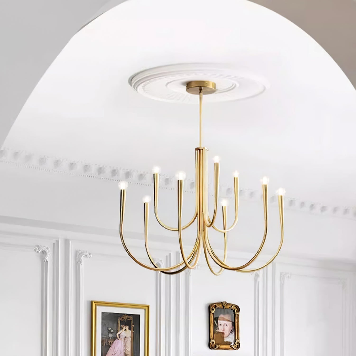Contemporary Curve Swoop Arm Chandelier