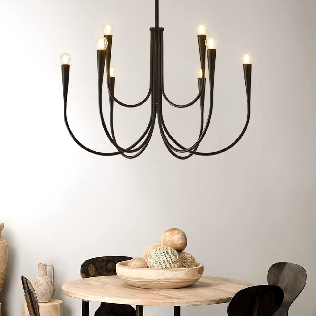 Contemporary Curve Swoop Arm Chandelier