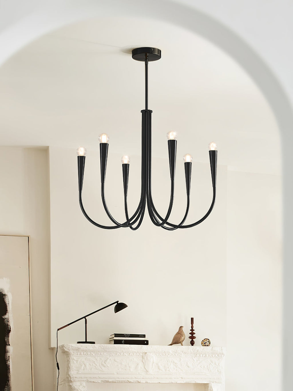 Contemporary Curve Swoop Arm Chandelier