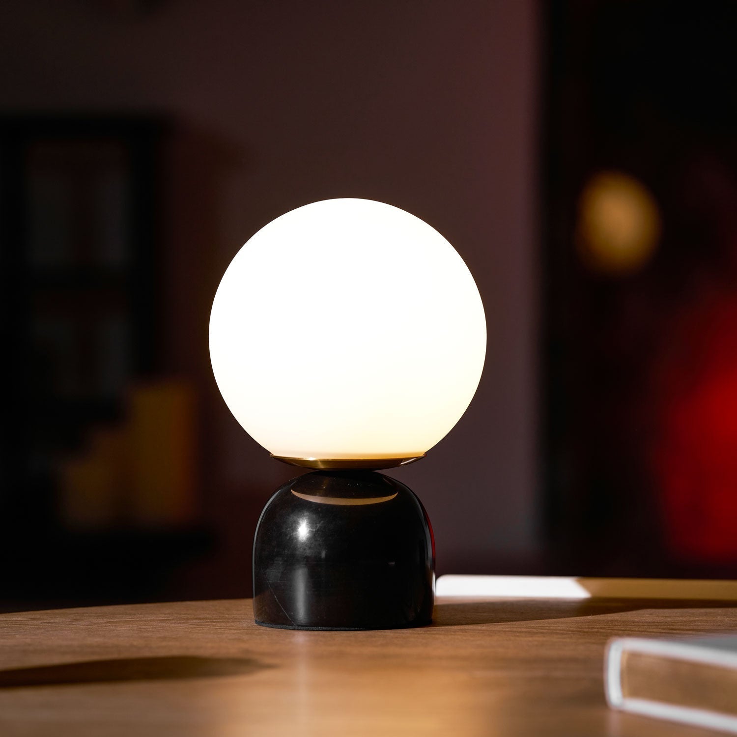 Sylas Marble Table Lamp — White Glass Orb