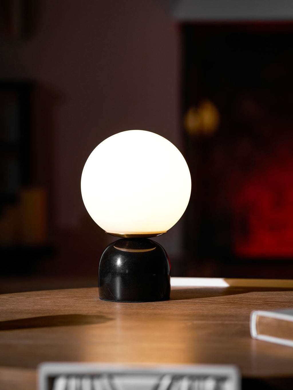 Sylas Marble Table Lamp — White Glass Orb