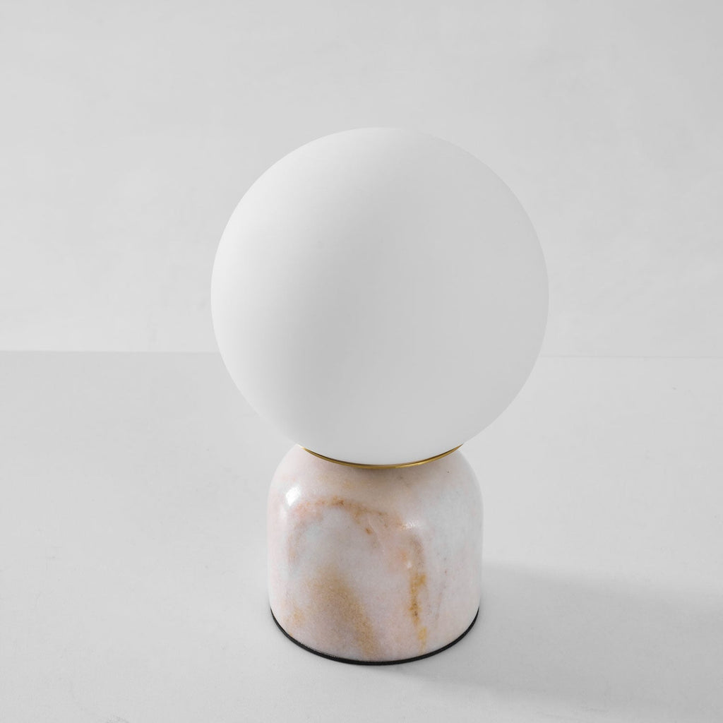 Sylas Marble Table Lamp — White Glass Orb