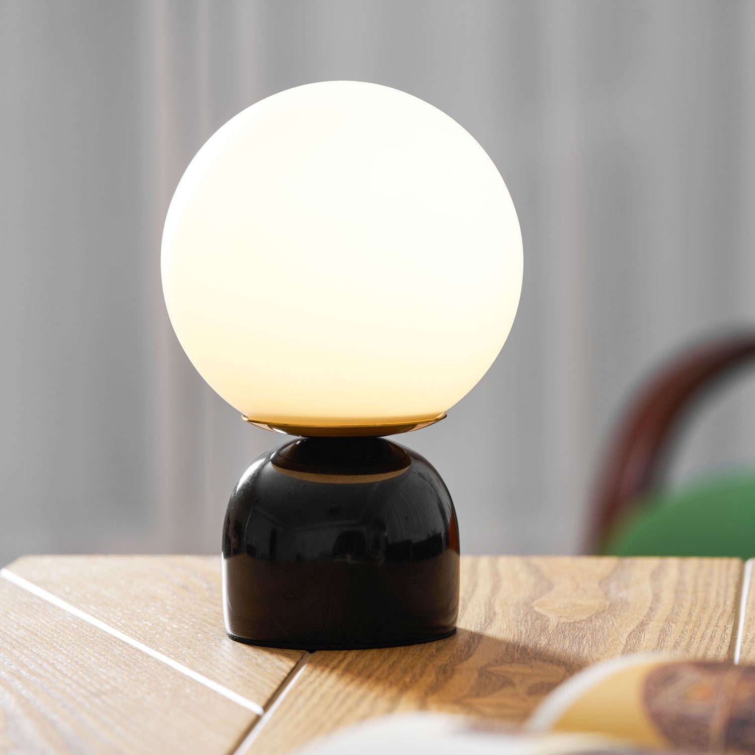 Sylas Marble Table Lamp — White Glass Orb