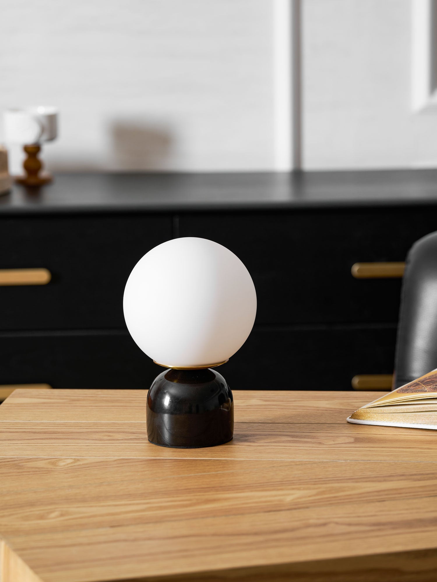 Sylas Marble Table Lamp — White Glass Orb