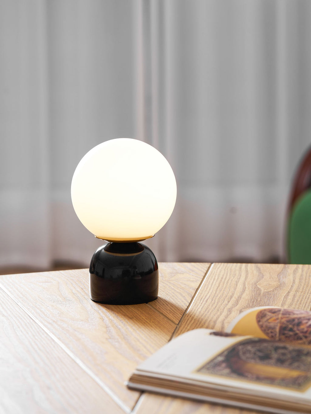 Sylas Marble Table Lamp — White Glass Orb