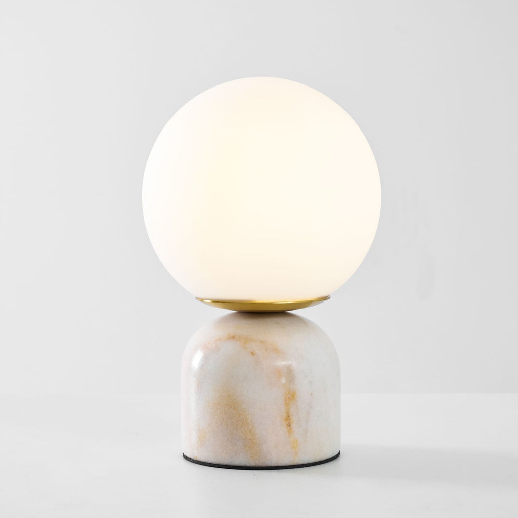 Sylas Marble Table Lamp — White Glass Orb