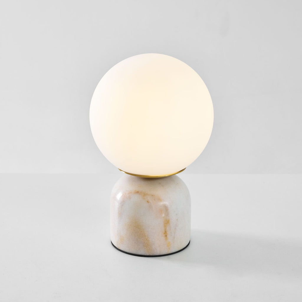 Sylas Marble Table Lamp — White Glass Orb