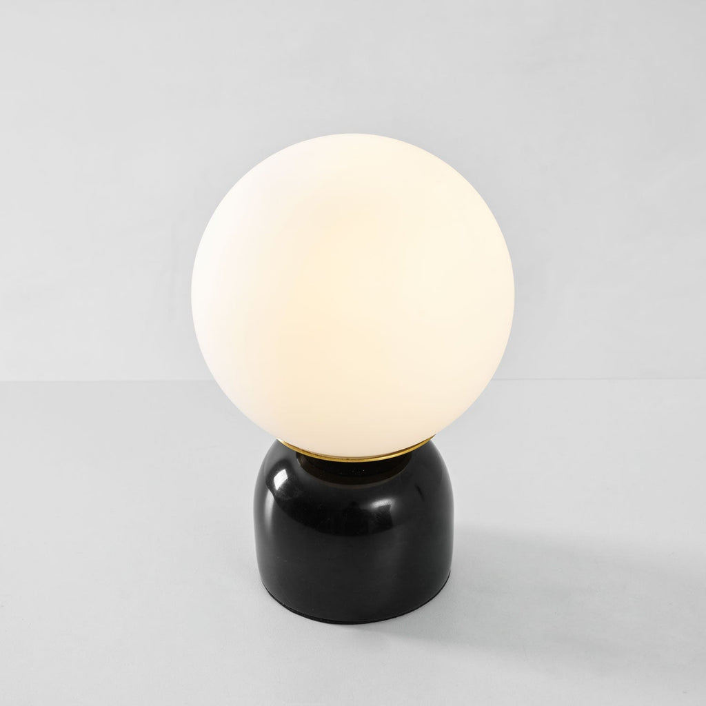 Sylas Marble Table Lamp — White Glass Orb