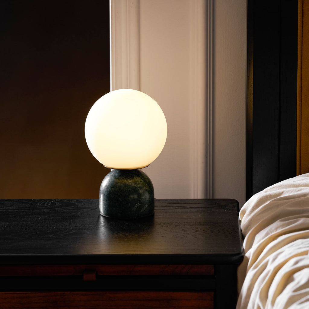 Sylas Marble Table Lamp — White Glass Orb