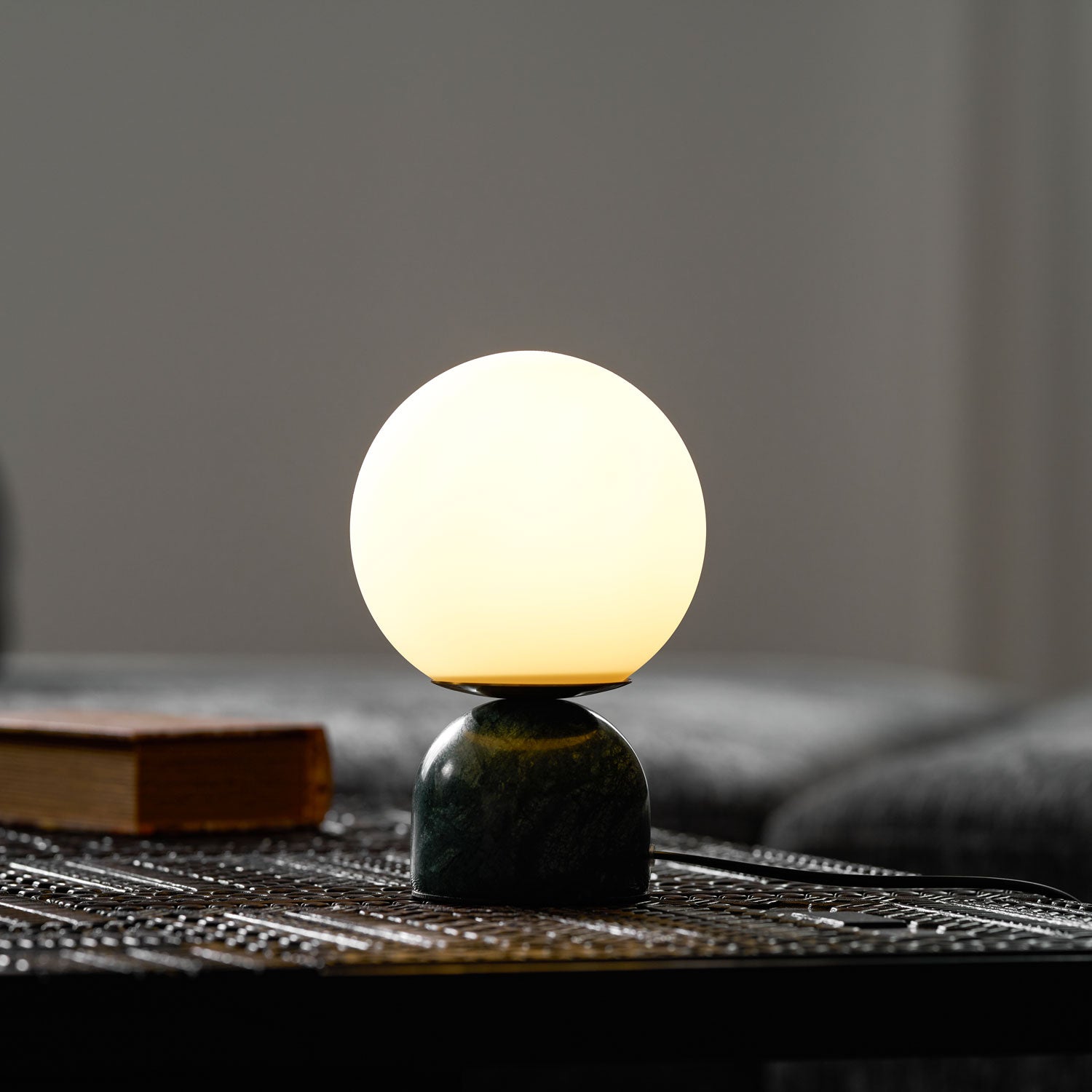 Sylas Marble Table Lamp — White Glass Orb