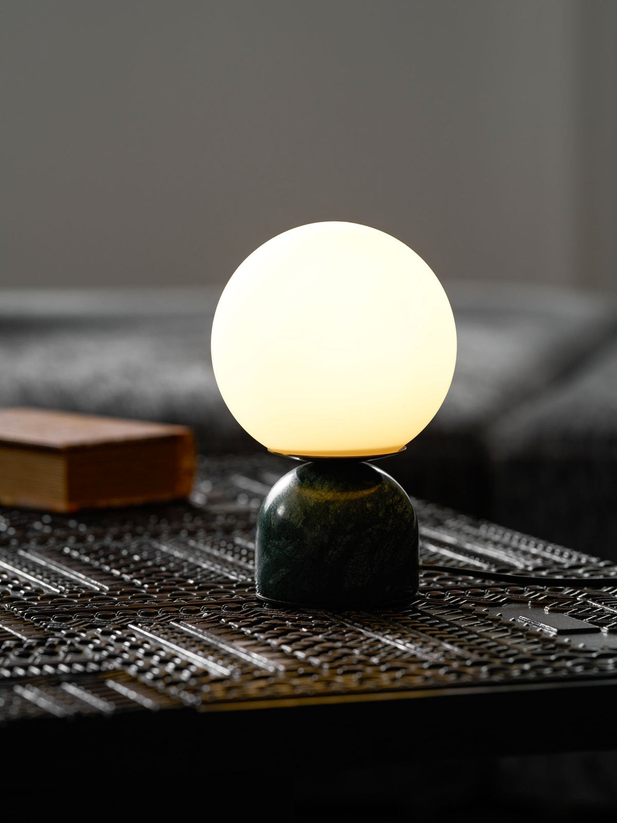 Sylas Marble Table Lamp — White Glass Orb