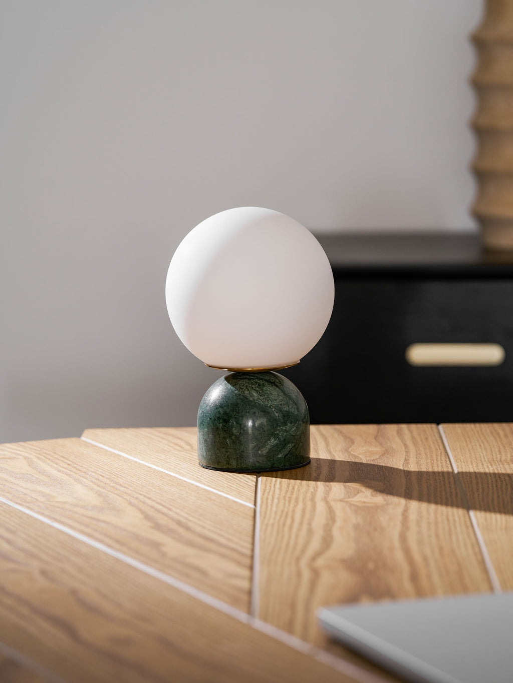 Sylas Marble Table Lamp — White Glass Orb
