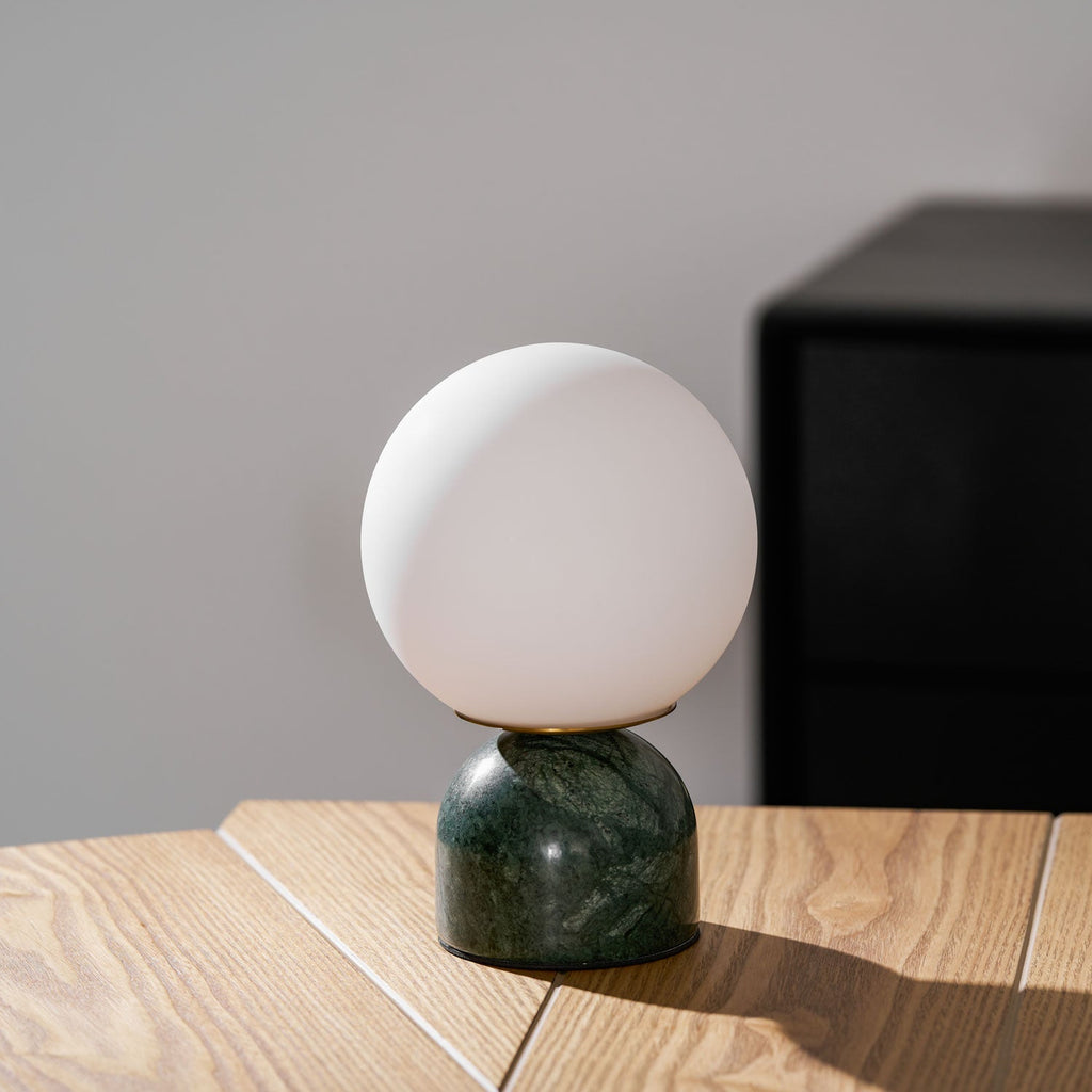 Sylas Marble Table Lamp — White Glass Orb