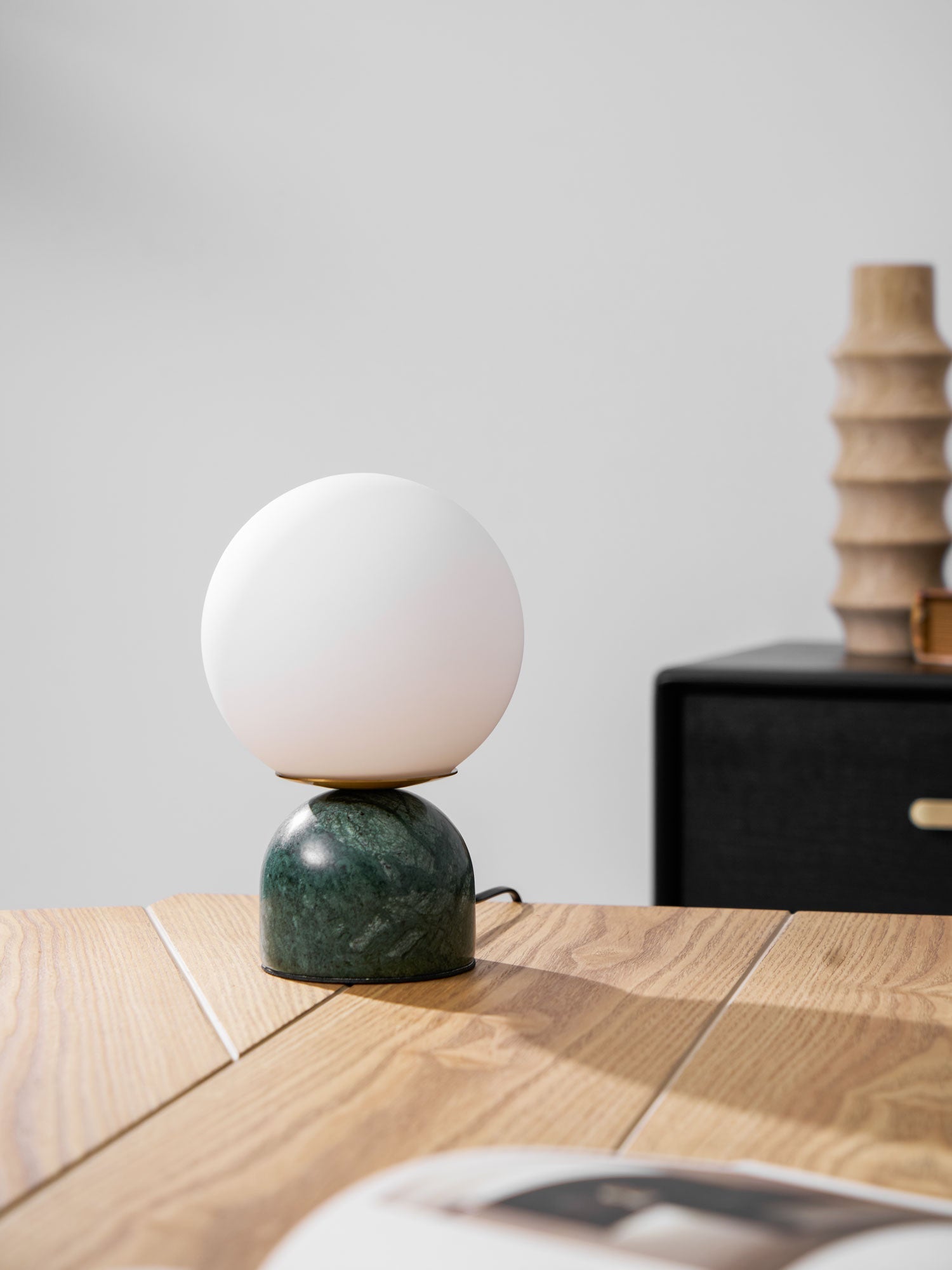 Sylas Marble Table Lamp — White Glass Orb