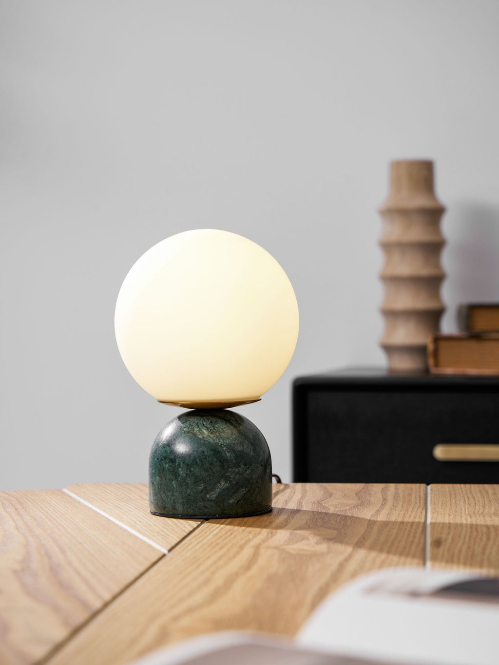 Sylas Marble Table Lamp — White Glass Orb