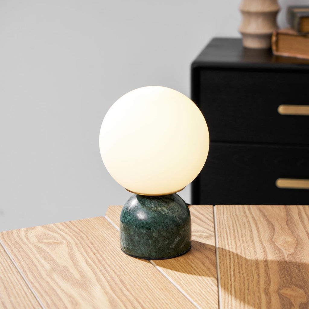 Sylas Marble Table Lamp — White Glass Orb