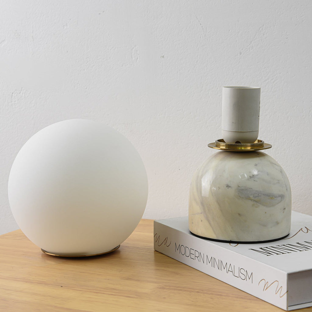Sylas Marble Table Lamp — White Glass Orb