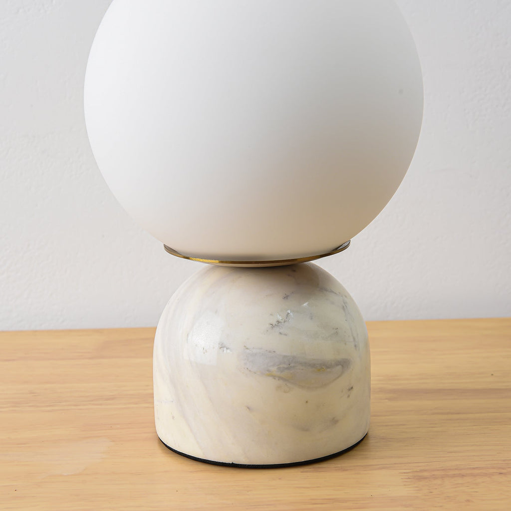 Sylas Marble Table Lamp — White Glass Orb