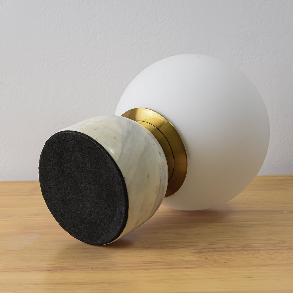 Sylas Marble Table Lamp — White Glass Orb