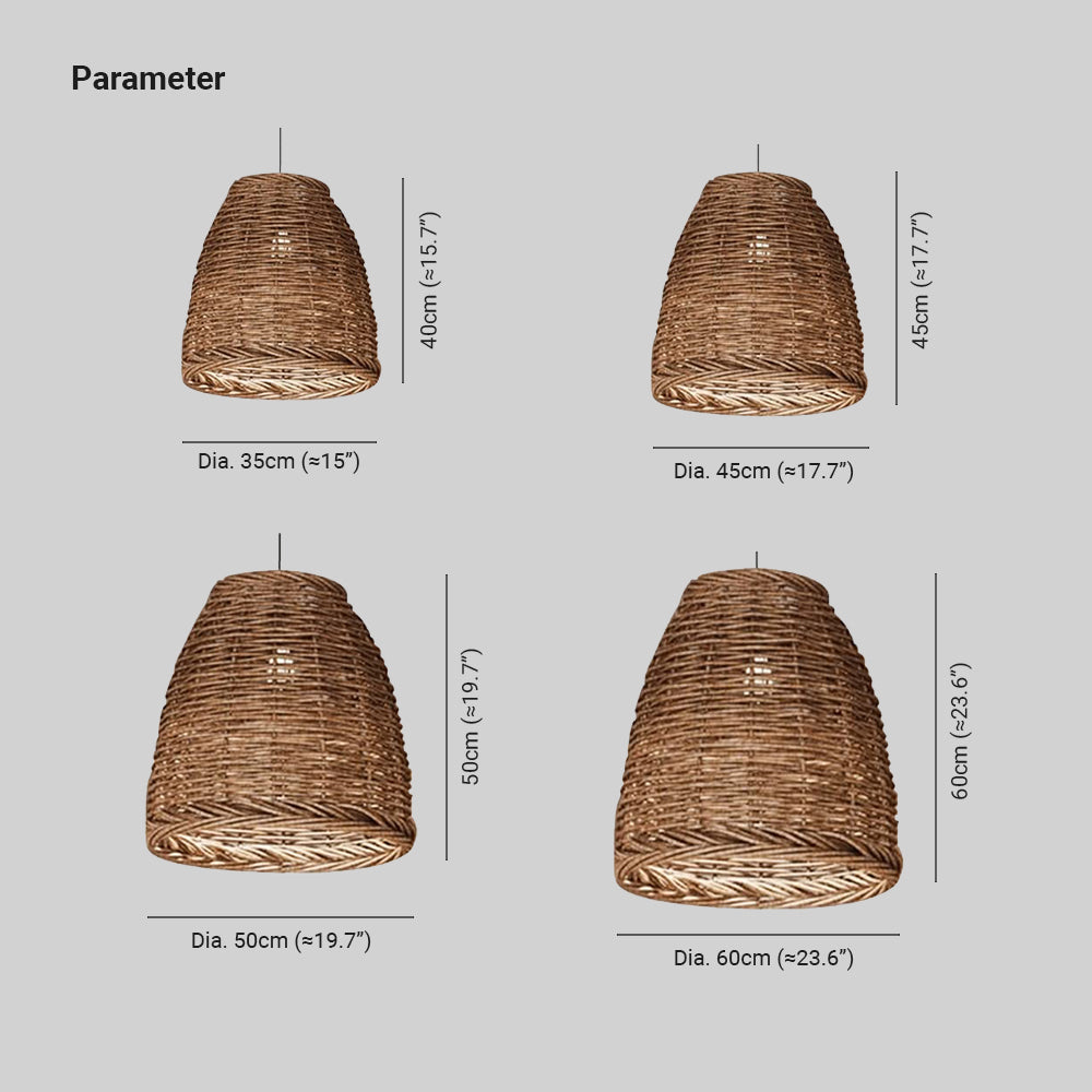 Muto - zabytkowa rustykalna rattanowa lampa wisząca LED — oprawa sufitowa do podłączenia na stałe